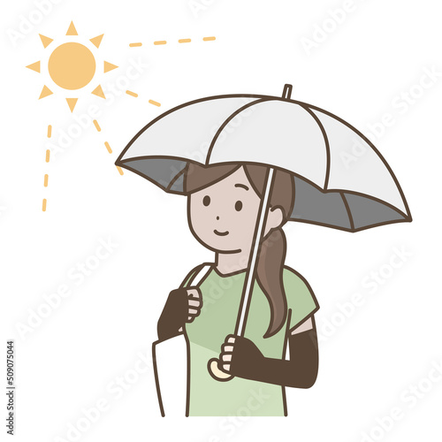 日焼け対策をする女性のイラスト