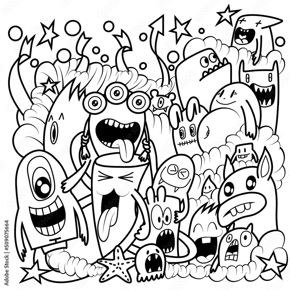 Hand-drawn illustrations, monsters doodle, Hand Drawn cartoon monster ...