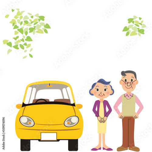 自動車　老人　夫婦　ドライブ　旅行