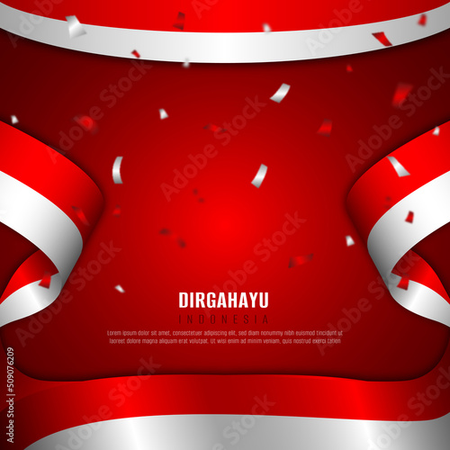 dirgahayu Indonesian independence background with red and white flag illustration