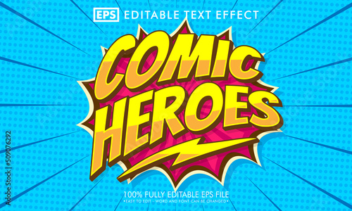 Comic heroes editable text effect photo