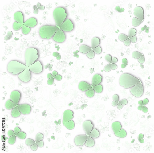 Background with butterflies. Mint background with butterflies. Lots of butterflies. Banner with butterflies.