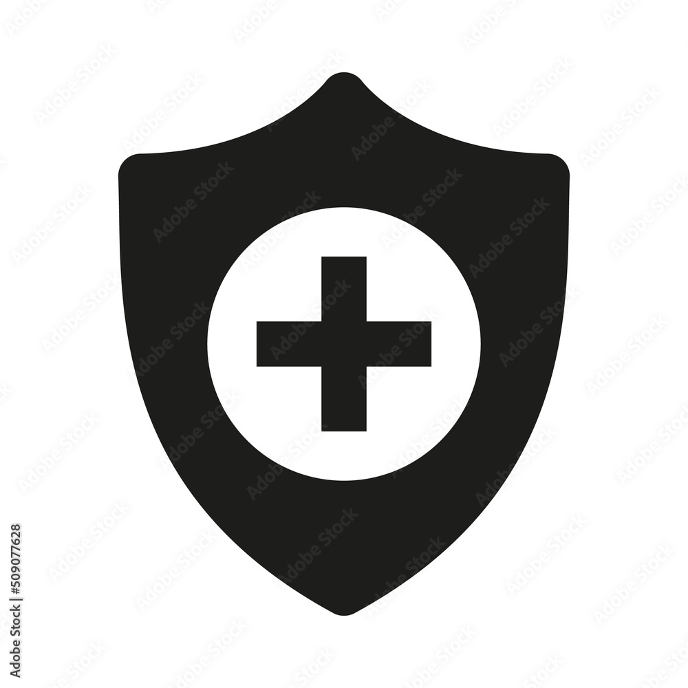 Fototapeta premium Vector Medical Shield or Protection security medicine Icon. Health cross medical symbol.