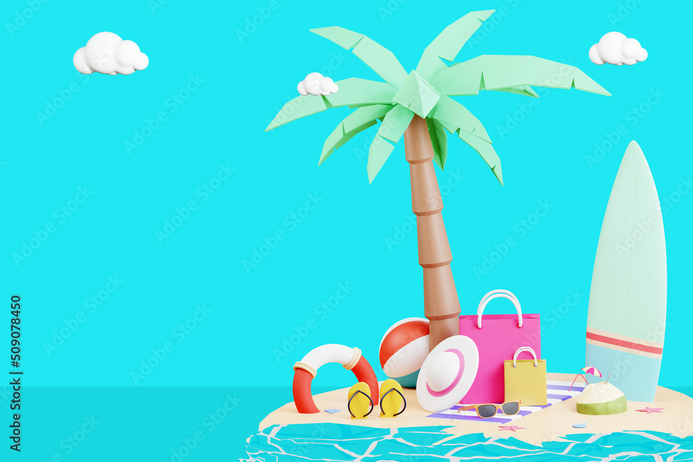 3D Hello Summer Holiday Illustration