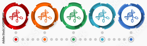 Dna, genetic modification concept vector icon set, flat design pointers, infographic template