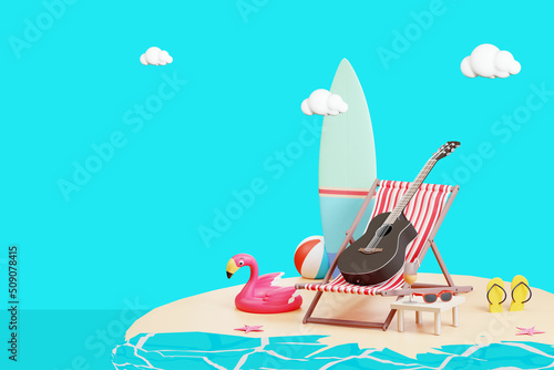 3D Hello Summer Holiday Illustration