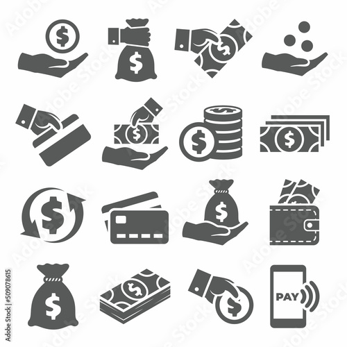 Payment icons set on white background