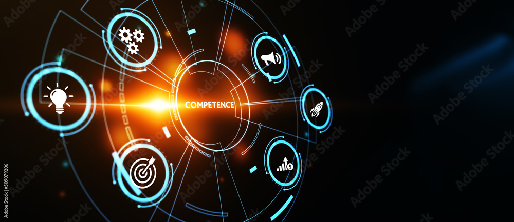 Fototapeta premium Business, Technology, Internet and network concept. Competence Skill Personal development. 3d illustration