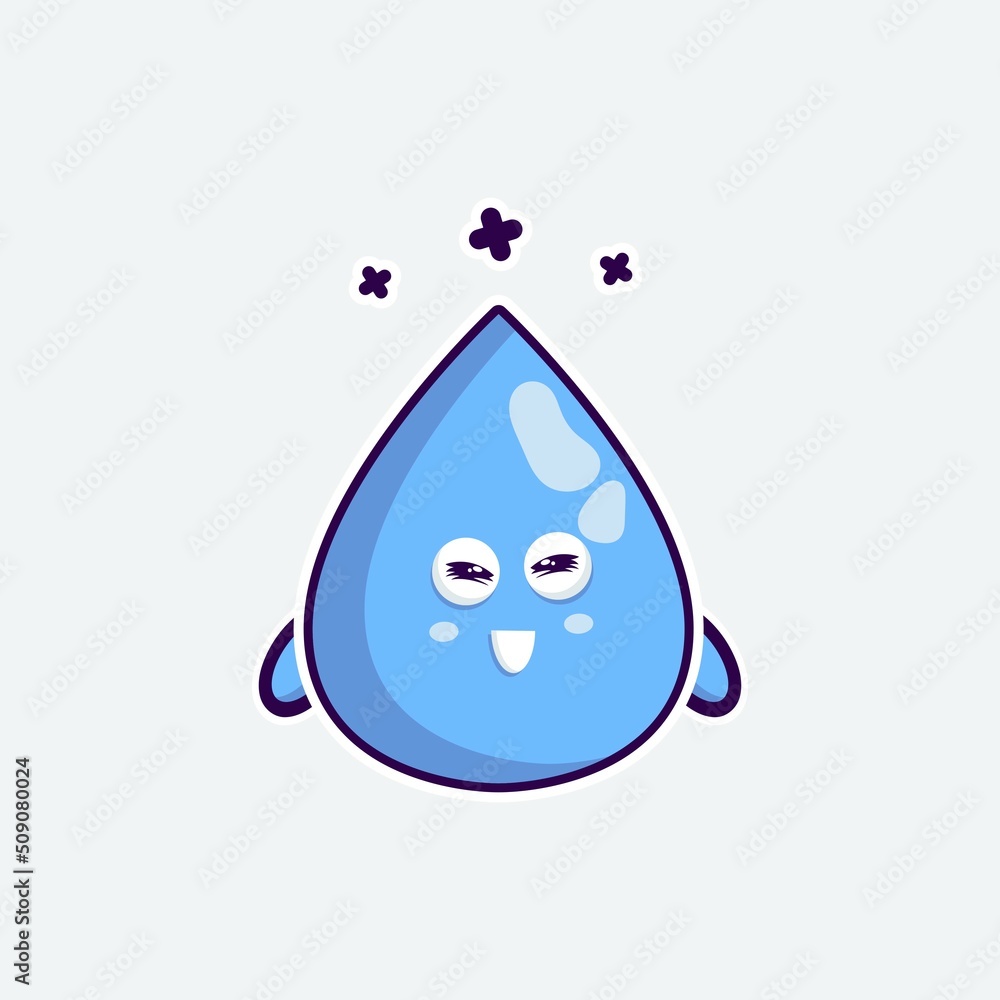 cute character water funny expression very happy in white background cute character water funny expression very happy in white background