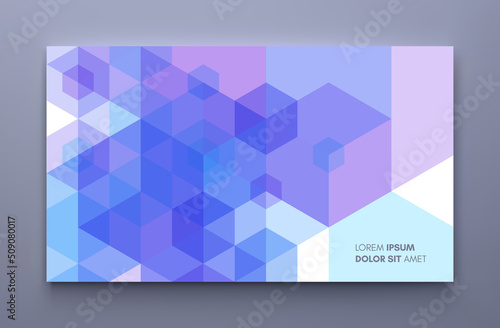 Abstract geometrical background. Transparent pattern of 3d cubes and hexagons. 3d vector illustration.