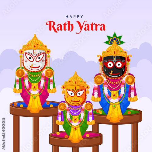 happy Ratha Yatra of Lord Jagannath, Balabhadra and Subhadra on Chariot