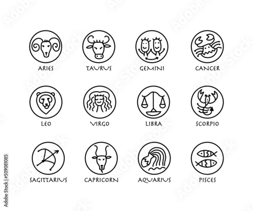 Zodiacal set with astrology signs for your design
