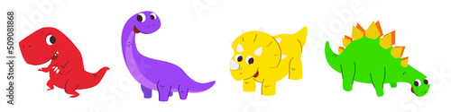 Cute dinosaur cartoon characters icons and objects. Jurassic World.
