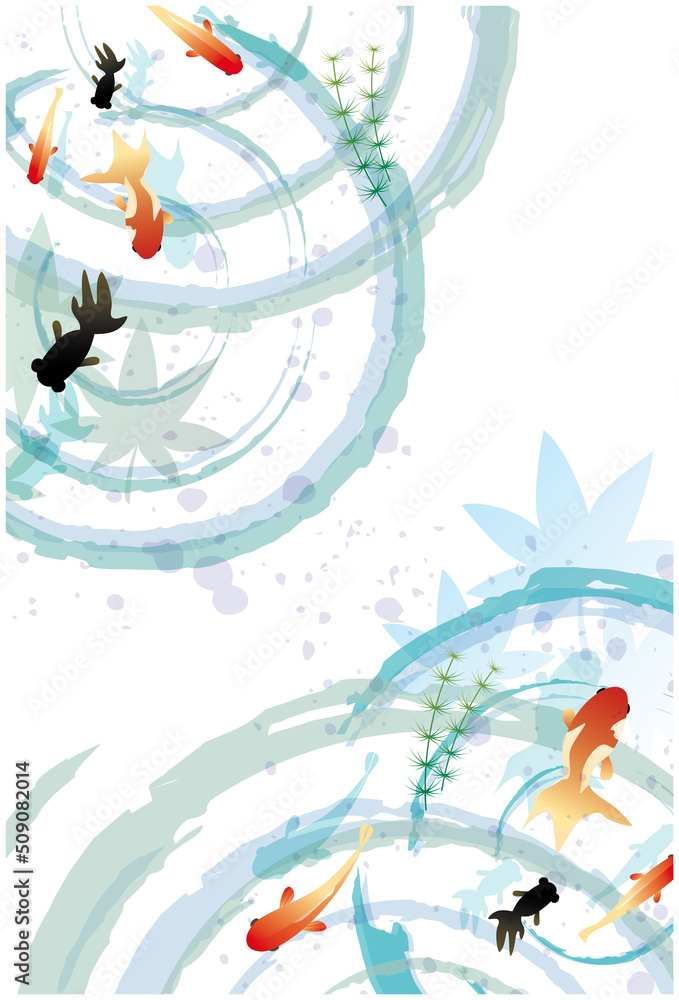 Fototapeta premium 和風 夏 金魚 背景