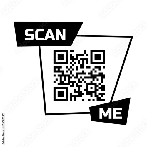 Scan me qr code icon for smartphone. Frame quick barcode app design. Vector payment phone template