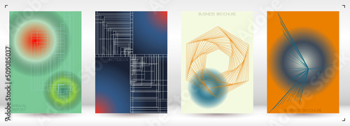 Minimal Minimal Geometric Vector Poster Design with Lines and Gradient Colorful Circles. Collection of Abstract Backgrounds for Covers, Flyers, Templates, Booklets, Cards, Brochures, Branding, etc.