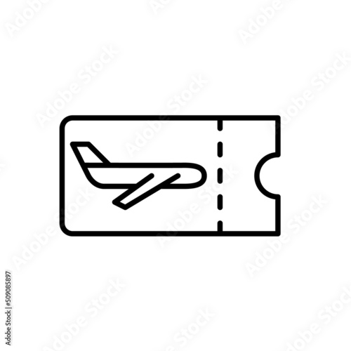 Flight boarding pass. Pixel perfect, editable stroke line art icon