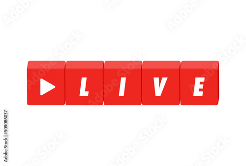 再生マークとLIVEの文字が入ったブロックのイラスト - 生放送・ライブ配信のイメージ素材
