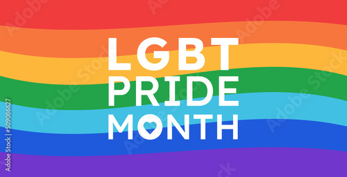 Vector banner with LGBTQ symbols. Social media posts, LGBT rainbow flag poster template, heart. Background for the celebration of pride month. Pride Day. photo