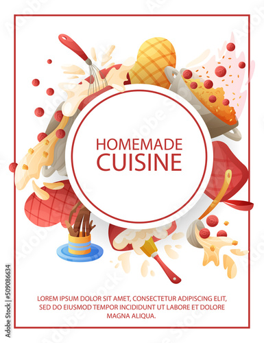 Flyer design for homemade cuisine, cooking or culinary courses, restaurans or cafe. photo