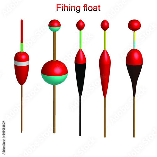Set of fishing floats. Floats for fishing on the lake or river. Bright floats.