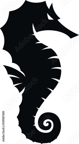 Simple Edgy Shape of Seahorse Silhouette 