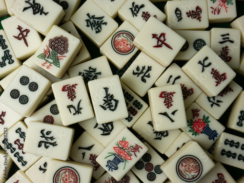 The mahjong is Chinese board game top view image