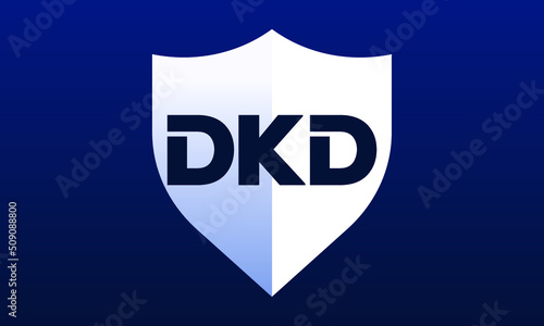 DKD shield logo design on blue background vector template | monogram logo | abstract logo | wordmark logo | letter mark logo | business logo | brand logo | flat logo, minimalist logo. photo