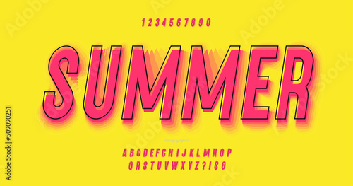Vector summer font 3d bold colorful style modern typography for infographics, motion graphics, video, promotion, decoration, logotype, party poster, t shirt, book, animation, banner, game, printing