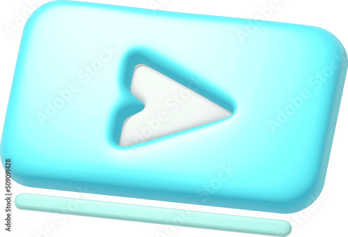 3D Video Player vector icon. Premium quality. play button in 3D rendering. social media sign, mobile app, web video mark