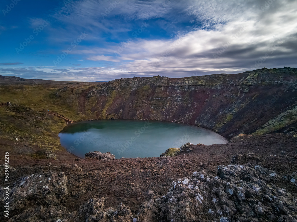 Kerid crater top viewe, golden circle Iceland