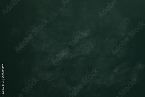 Chalk rubbed out on green chalkboard as background, closeup. Space for text