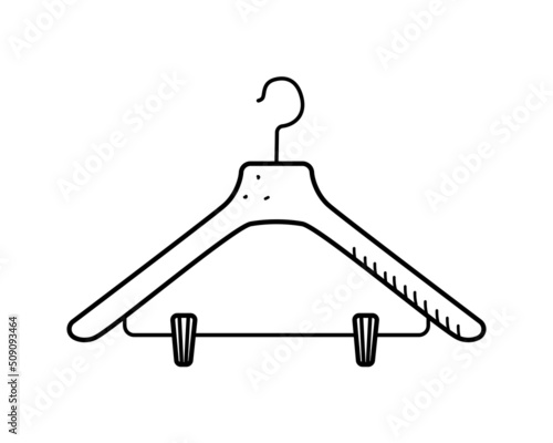 Icon clothes hanger, accessory wardrobe fitting room. Vector illustration of an isolate on a white background.