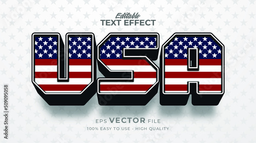 Editable text effect america flag style. Independence day USA 4 July