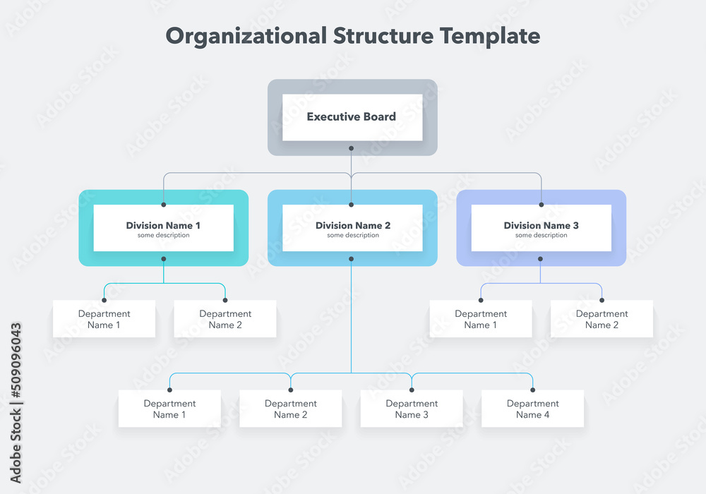 Modern infographic for company organizational structure. Easy to use for your website or presentation. - obrazy, fototapety, plakaty 