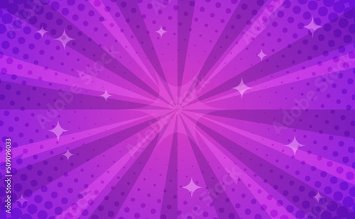 Pop art comic purple retro halftone dots background. Template for  presentation, social media, creative studio, mockup