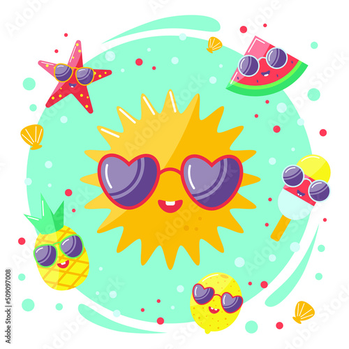 vector summer illustration cartoon characters