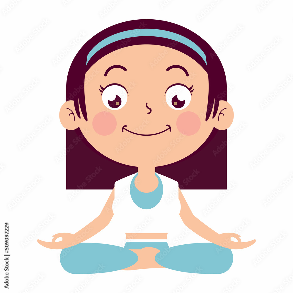 girl meditate illustration cartoon cute girl meditate illustration cartoon cute