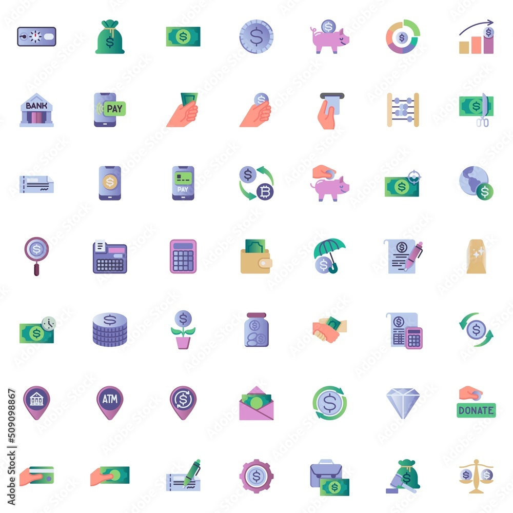 Business and finance flat icons set Business and finance flat icons set
