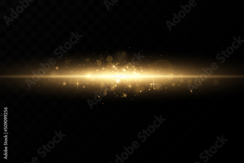 Shining golden stars. Light effects, glare, glitter, explosion, golden light. Vector illustration.Bright flash.