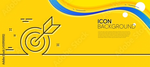 Target purpose line icon. Abstract yellow background. Stratery goal sign. Core value symbol. Minimal target purpose line icon. Wave banner concept. Vector