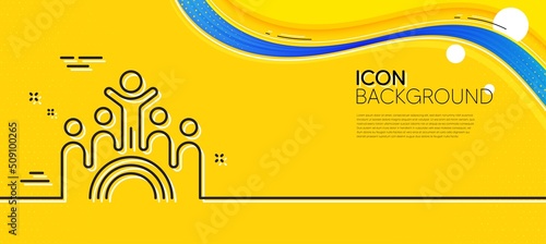 Inclusion line icon. Abstract yellow background. Equity culture sign. Lgbt rainbow symbol. Minimal inclusion line icon. Wave banner concept. Vector