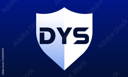 DYS shield logo design on blue background vector template | monogram logo | abstract logo | wordmark logo | letter mark logo | business logo | brand logo | flat logo, minimalist logo. photo