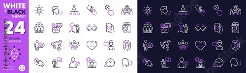 Fotografie Time management, Leadership and Touchscreen gesture line icons for website, printing