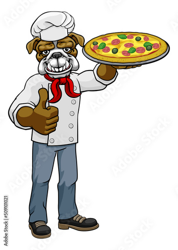 Bulldog Pizza Chef Cartoon ...