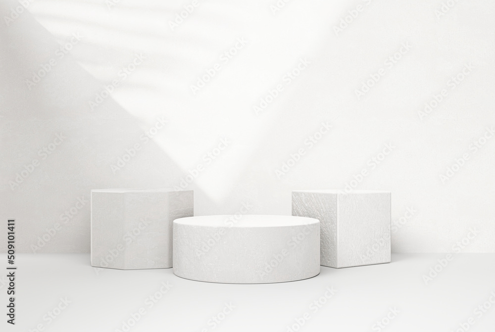 Plaster pedestal podium for product display stand studio empty scene on pink background 3d rendering Plaster pedestal podium for product display stand studio empty scene on pink background 3d rendering