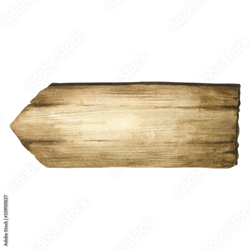 watercolor pieces of wood. Wooden signboard for copying space. Wood texture Background with watercolor hand-painted.