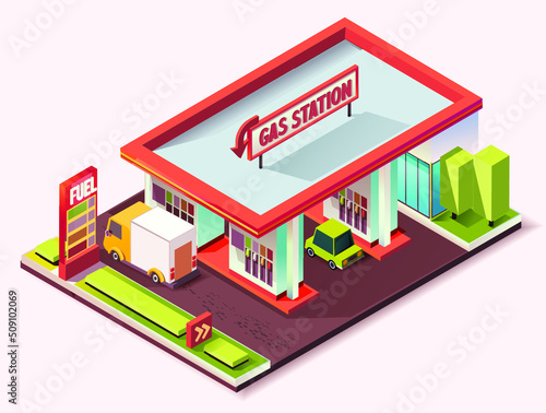 Gas stations refills isometric composition