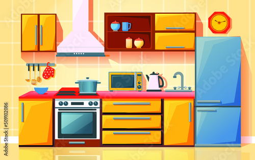 Modern kitchen interior background template