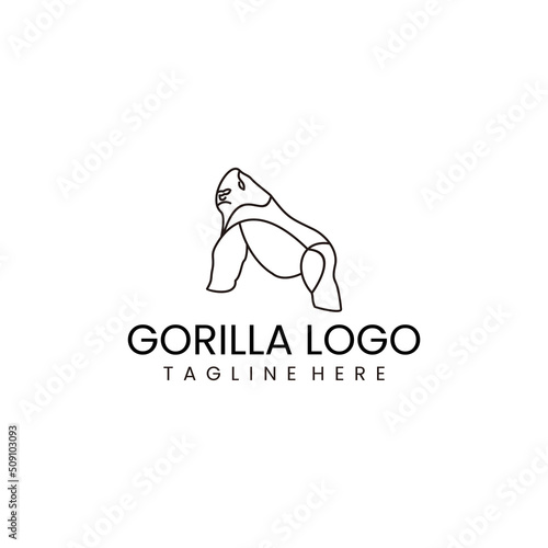 Gorilla line art logo vector icon design template